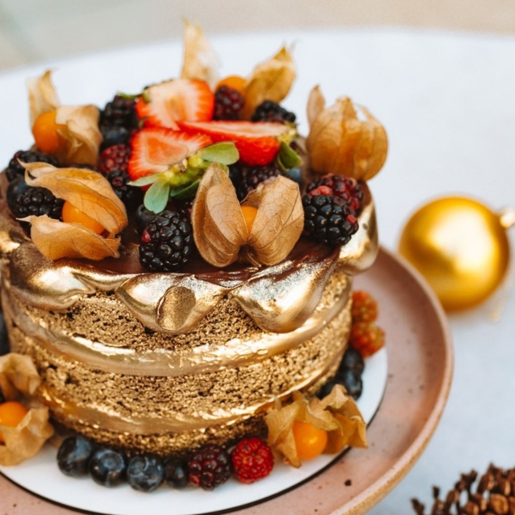 Naked Cake Natalina Dourada